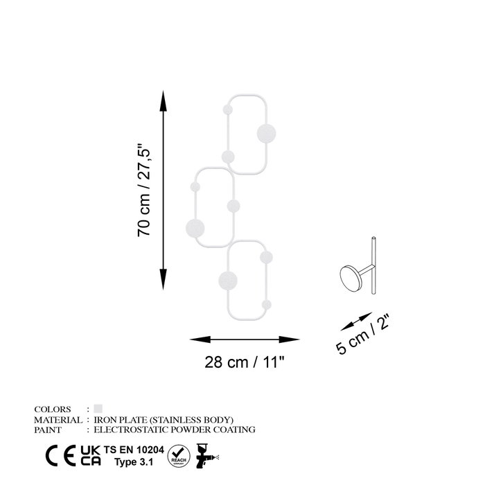 Wallity Lizzard-B Gancho de pared metálico Blanco